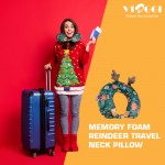VIAGGI Kids Travel Neck Pillow-Travel Essentials for Kids Road Trip-Soft Memory Foam Neck Pillows for Airplane,Car Seat,Traveling for Boys/Girls-Forest Green